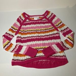 Justice multi pink crochet sweater girls size 16
